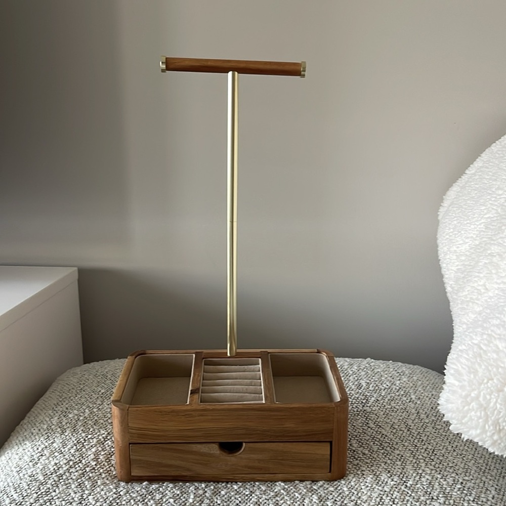Jewelry Box Organizer Wood Brass